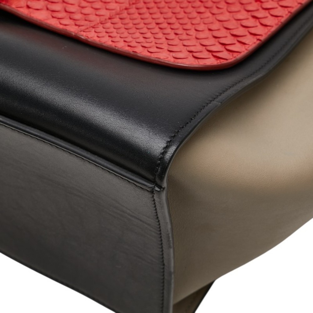 Celine Python Beige Bag Red Leather Black Shoulde… - image 5